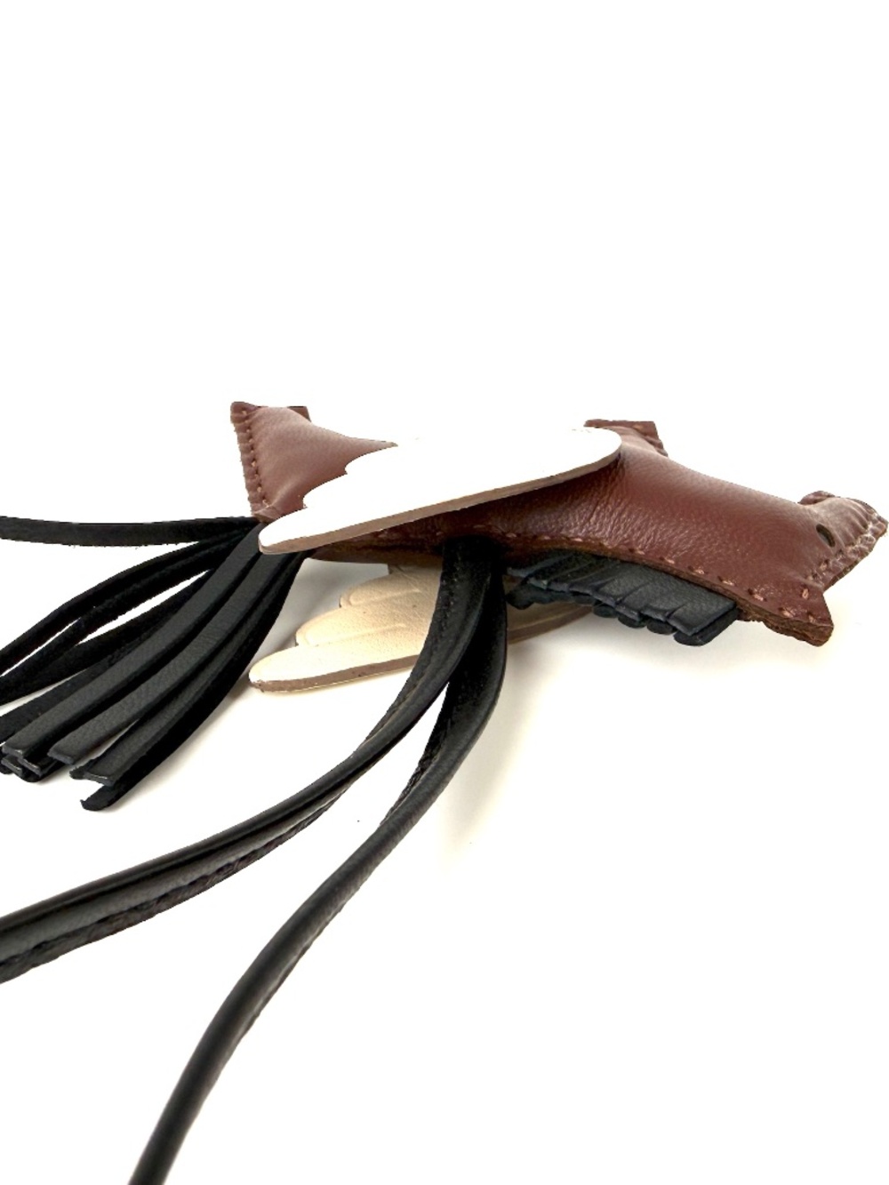 Hermes Pegasus Rodeo Terre Noir Craie Milo Lambskin PM Bag Charm New - Picture 7 of 9